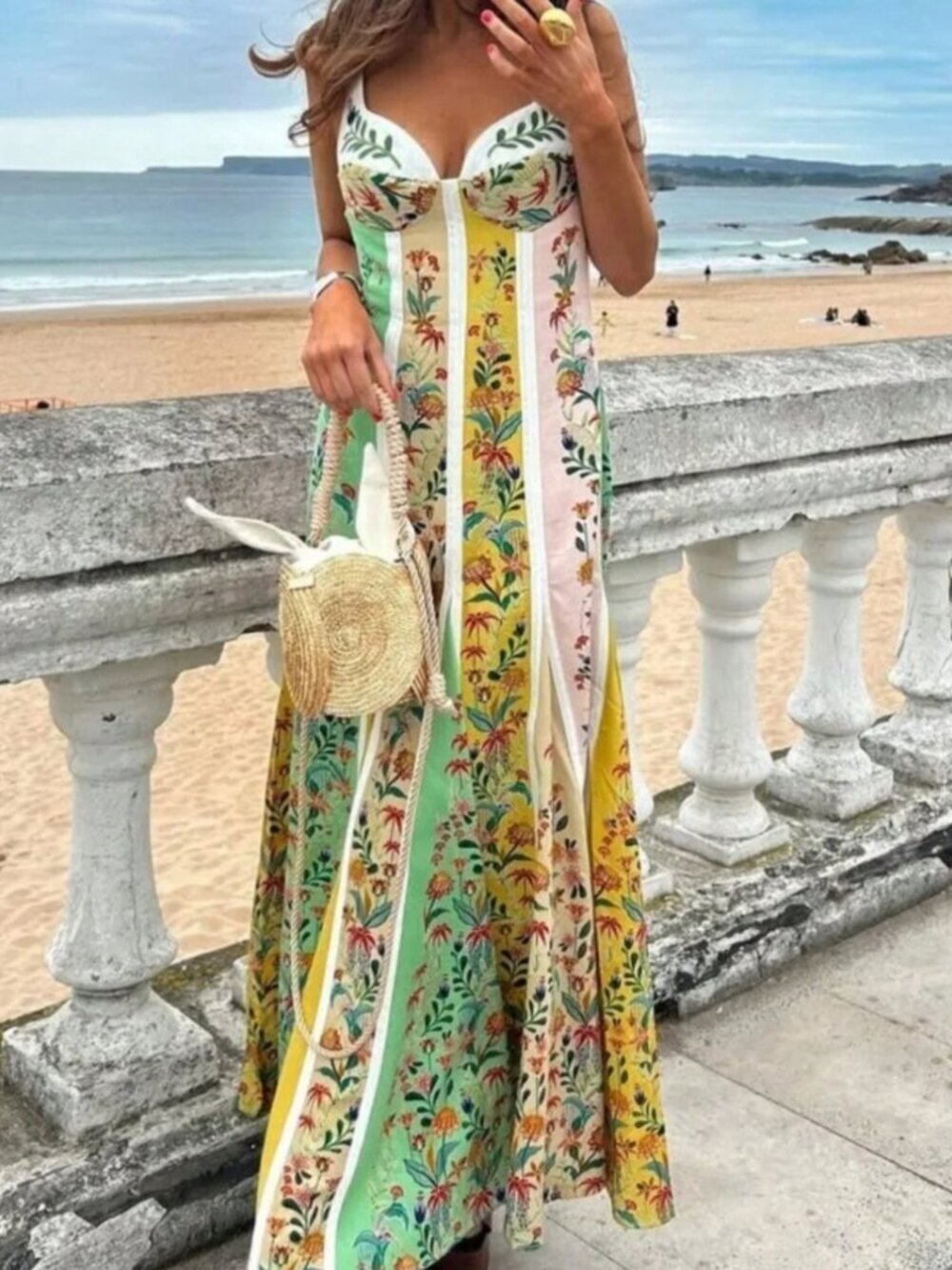 Farm Rio Delicate Floral Stripes Maxi Dress - Picture 12 of 14